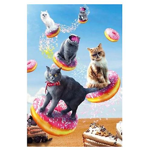 Random Galaxy - Cats Riding Donuts Poster