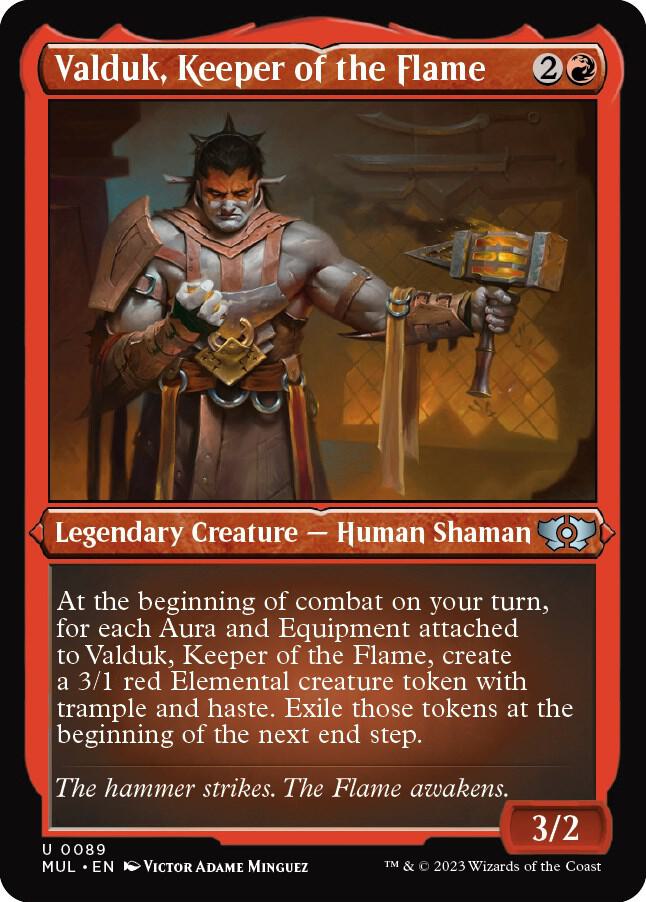 Valduk, Keeper of the Flame 89/65 (March of the Machine: Multiverse Legends)  - Etched Foil