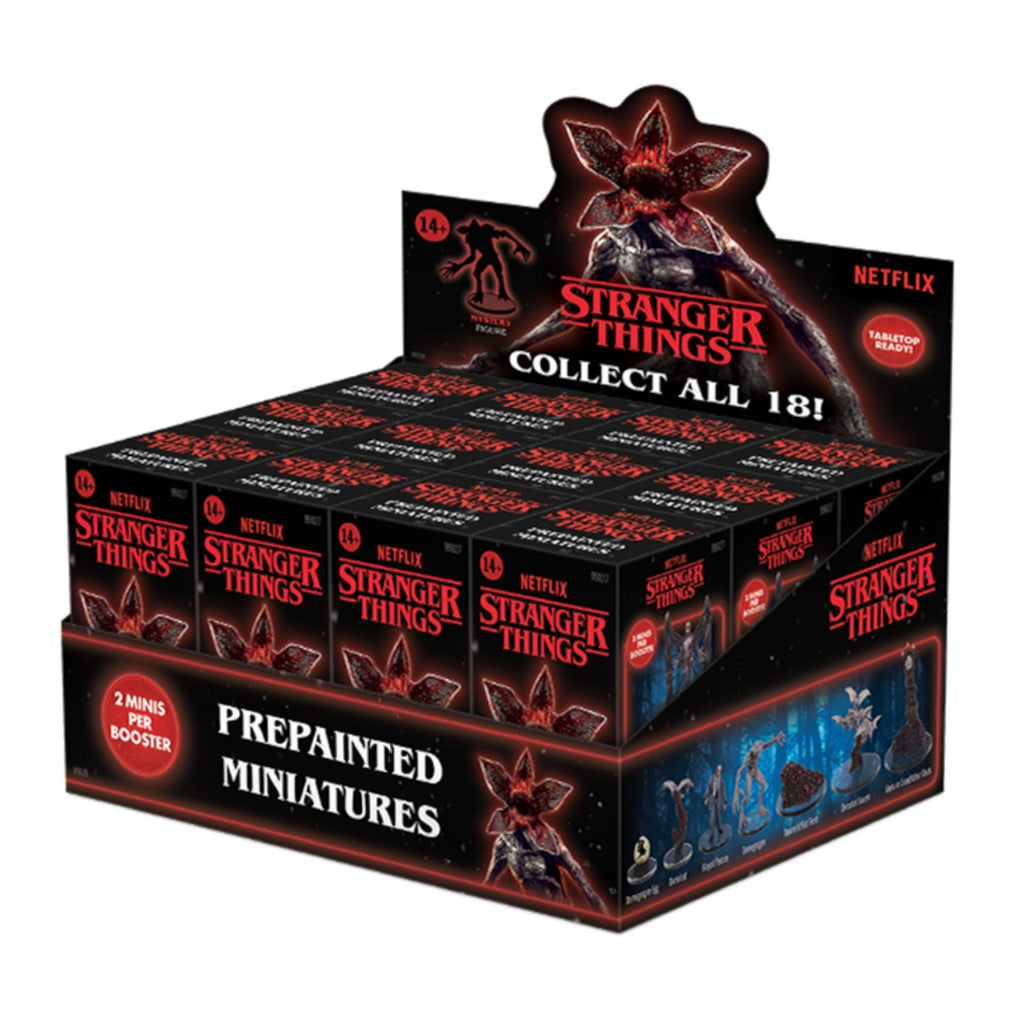 Stranger Things Prepainted Miniatures display box featuring the Demogorgon