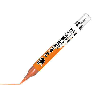 AK Interactive Dark Orange Playmarkers marker for tabletop gamers drawing a thin dark orange line on a white surface
