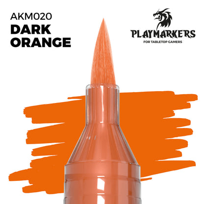 Dark Orange marker tip and paint swatch, Playmakers hobby paint for tabletop gamers