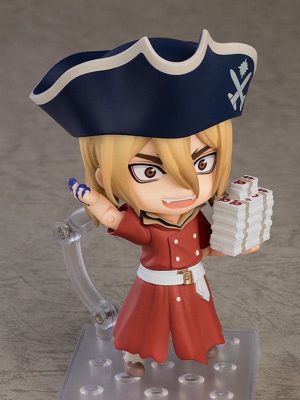 Nendoroid Ryusui Nanami holding a golden coin with excited expression