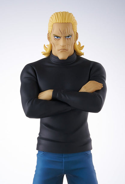 One Punch Man POP UP PARADE King figure in black turtleneck and blue jeans with crossed arms