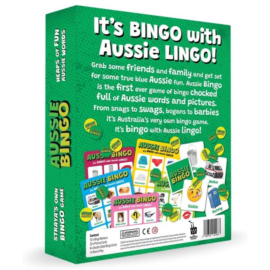 Aussie Bingo packaging box back view