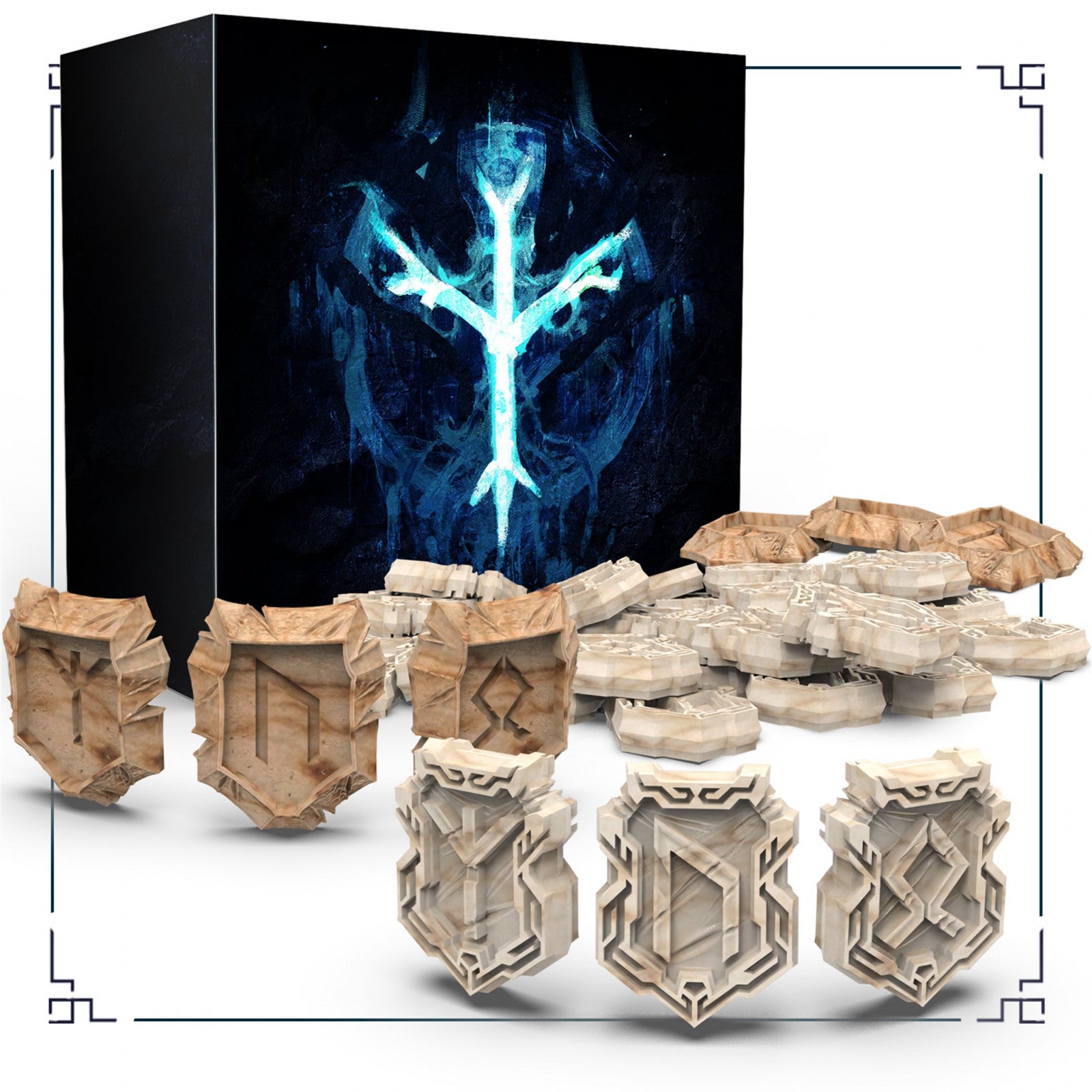 Lords of Ragnarok Enhanced Runes with detailed carved texture in warm and light tones