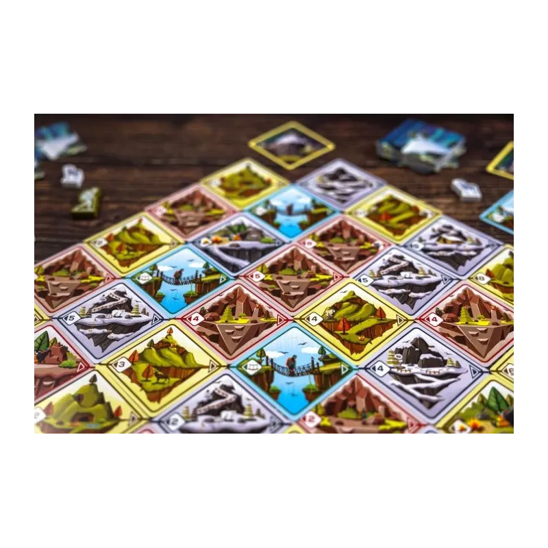 Scenic illustrated cards representing mountain ascent path