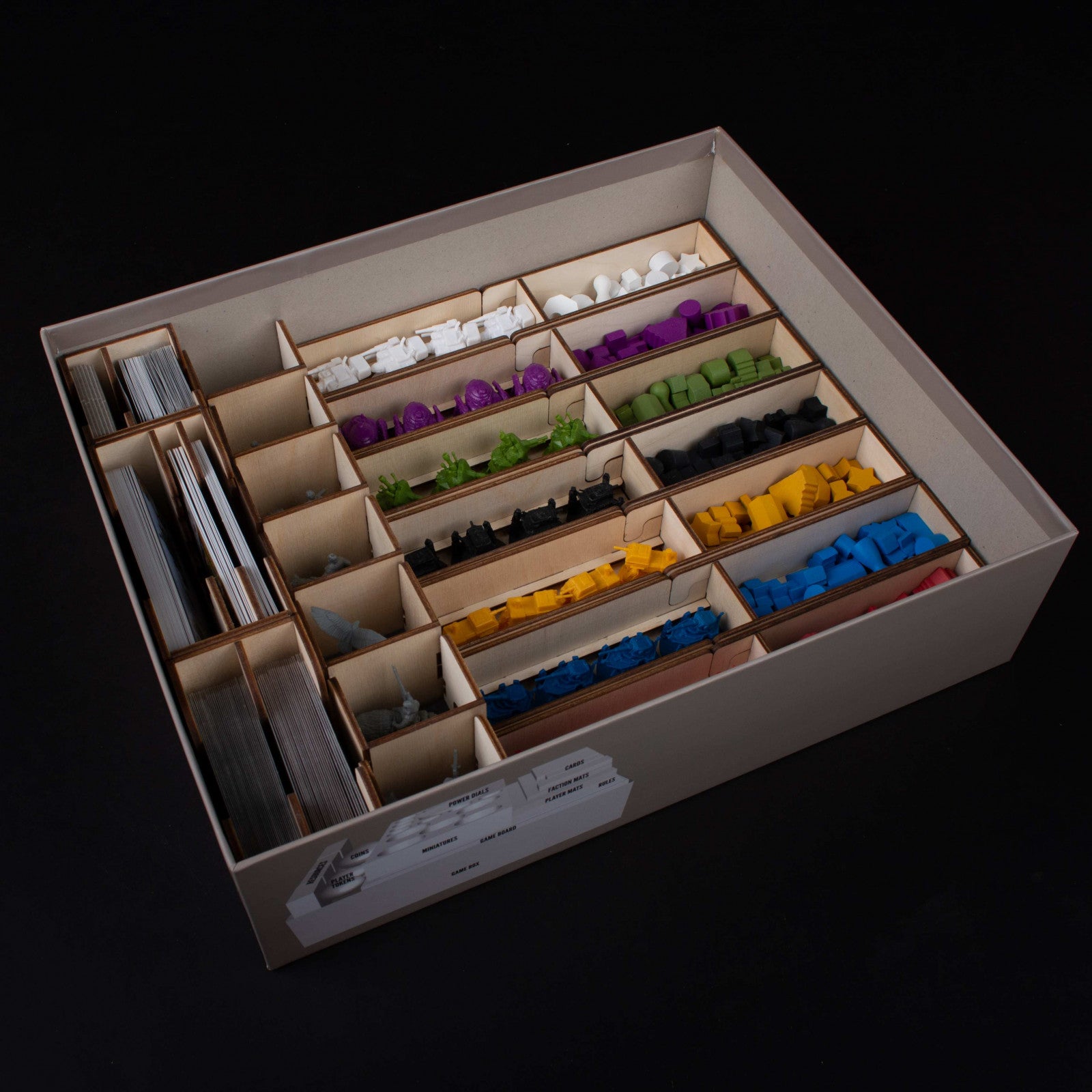 Insert displaying organized game pieces and compartments