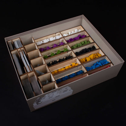 Insert displaying organized game pieces and compartments