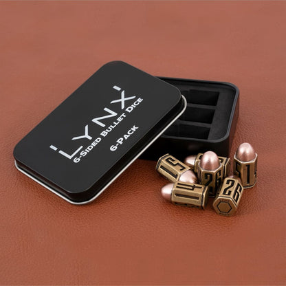 Six D6 Bullet Dice Set in Brass Metal (Preorder) - Good Games