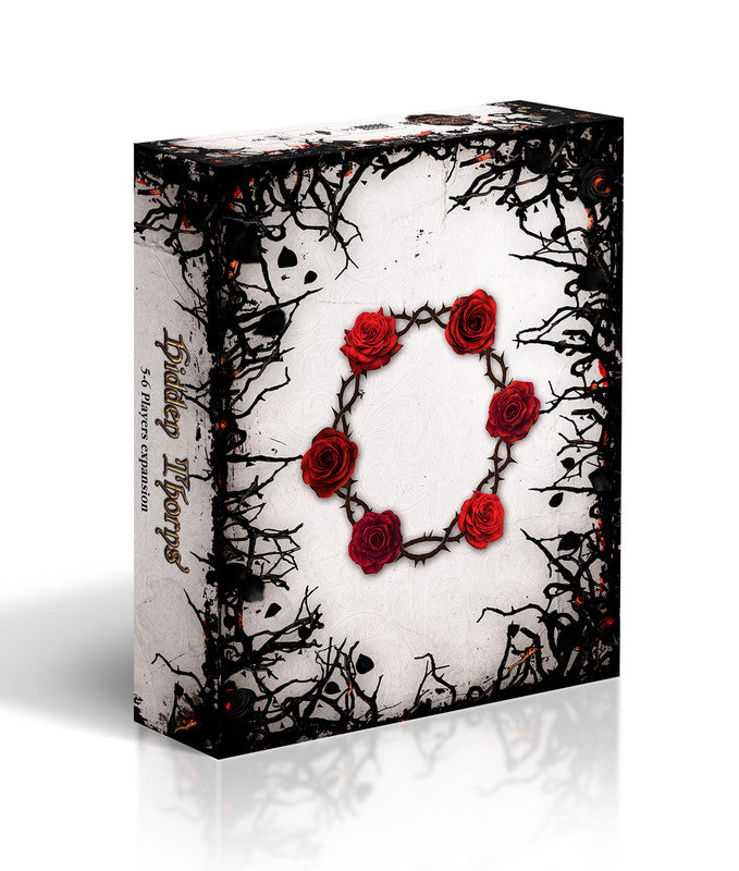 Hidden Thorns 5-6 Players Expansion box: thorny black branches frame a wreath of thorny vines with six red roses