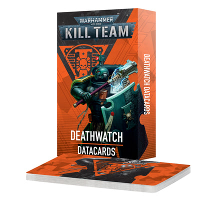 Warhammer 40K Kill Team Deathwatch Datacards set. Box features a Space Marine holding a shield and power hammer