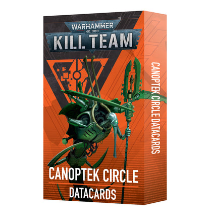 Kill Team Canoptek Circle Datacards box featuring artwork of a green Necron construct holding a staff