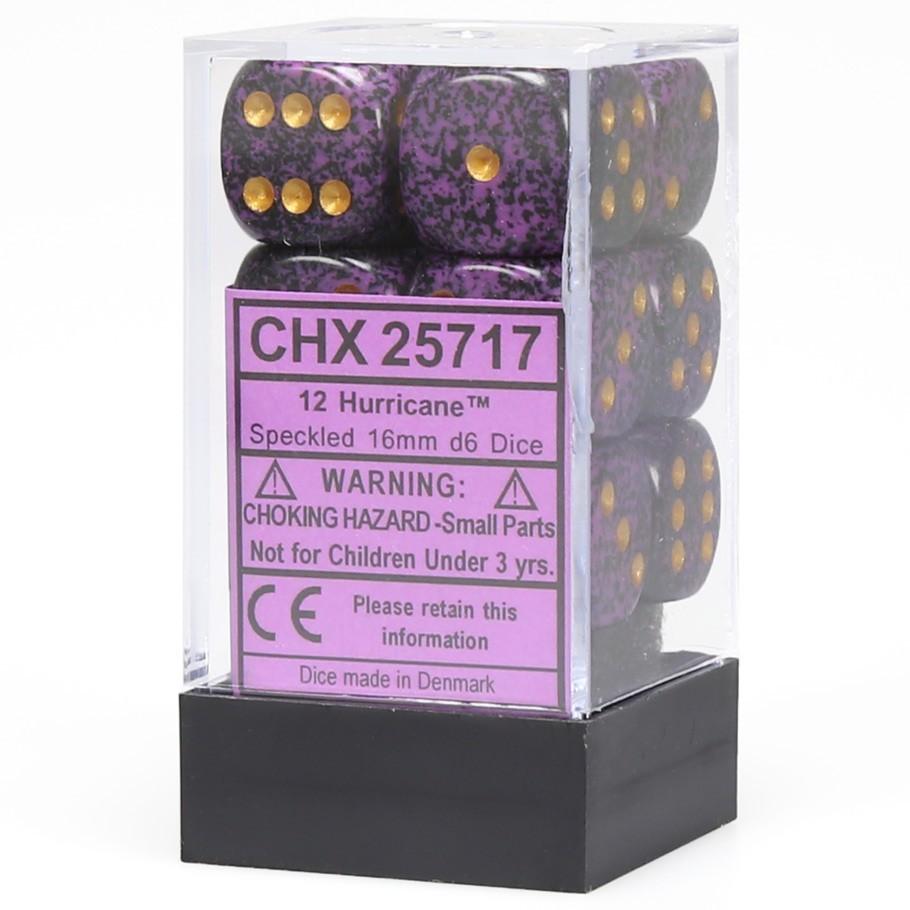 Chessex - Speckled 16mm D6 Dice Block 12-Piece Set - Hurricane - Good Games