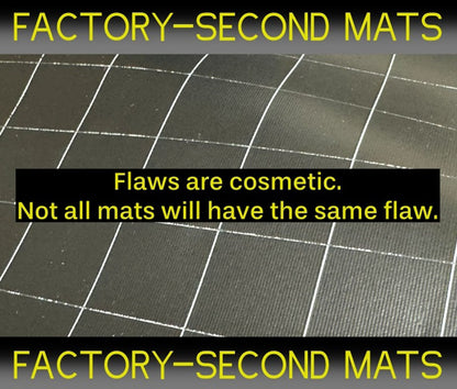 Dark gray factory-second mat with white grid, ribbed texture