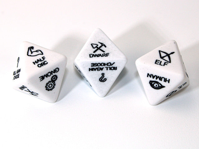 Multiple loose dice are pictured to show all sides