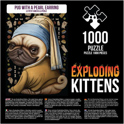 Exploding Kittens Pug with a Pearl Earring - 1000 piece Jigsaw - Good Games