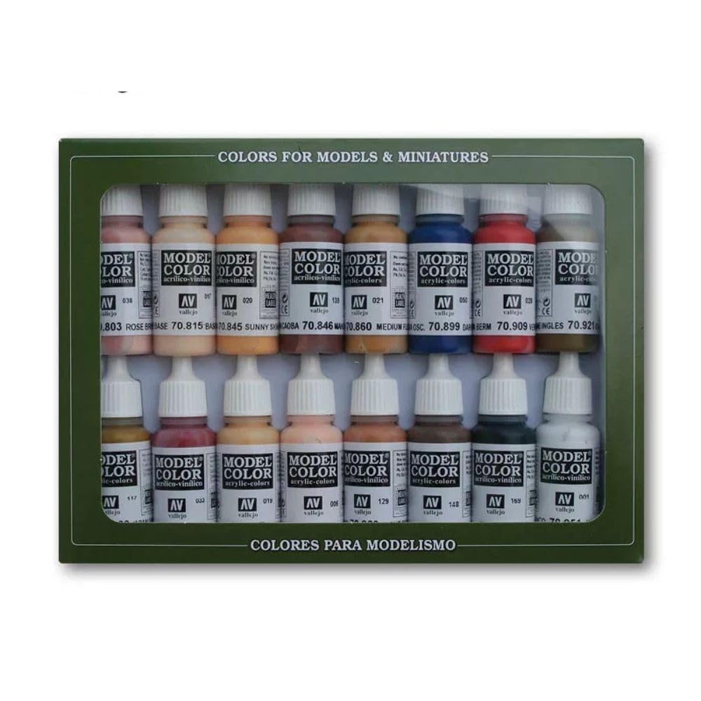 Vallejo Model Colour Face and Skin Tones Old Formulation 16-Colour Set - Good Games