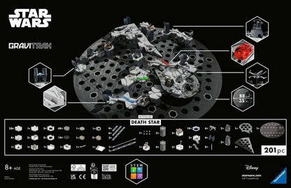Star Wars GraviTrax Death Star Action Set showing a hexagonal track layout with the Millennium Falcon and other ships