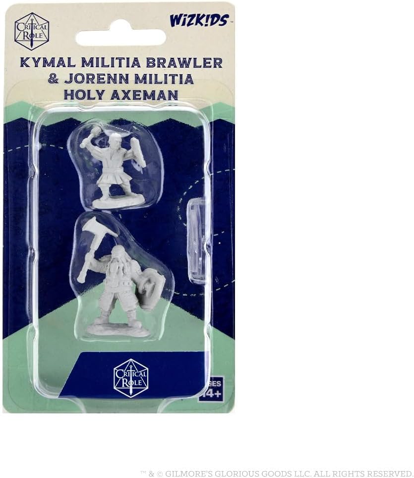 Critical Role Wave 2 - Kymal Militia Brawler &amp; Jorenn Militia Holy Axeman Unpainted Miniatures - Good Games