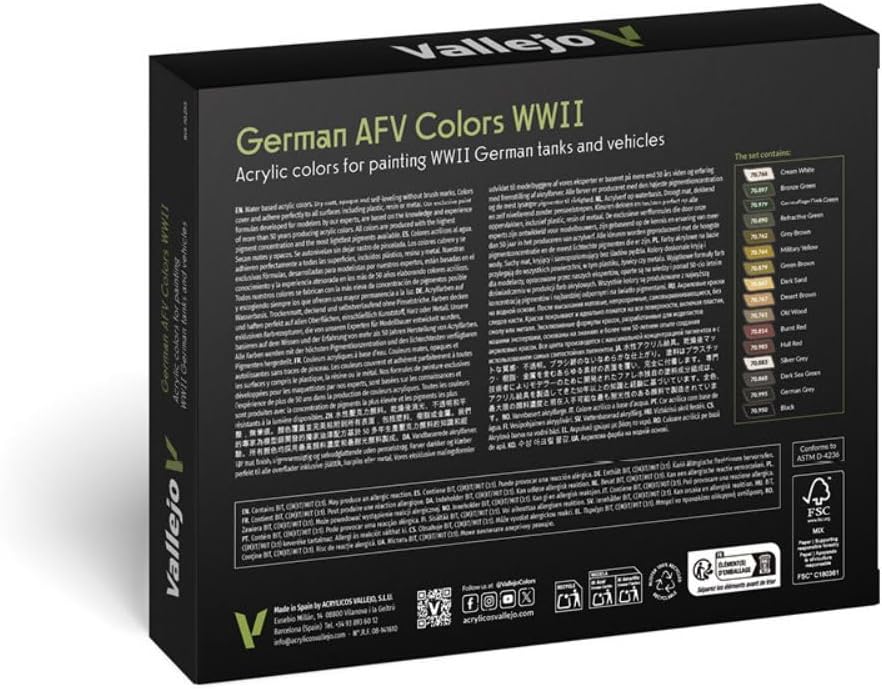 Vallejo German AFV Colors WWII acrylic paint set box, for painting tanks and vehicles