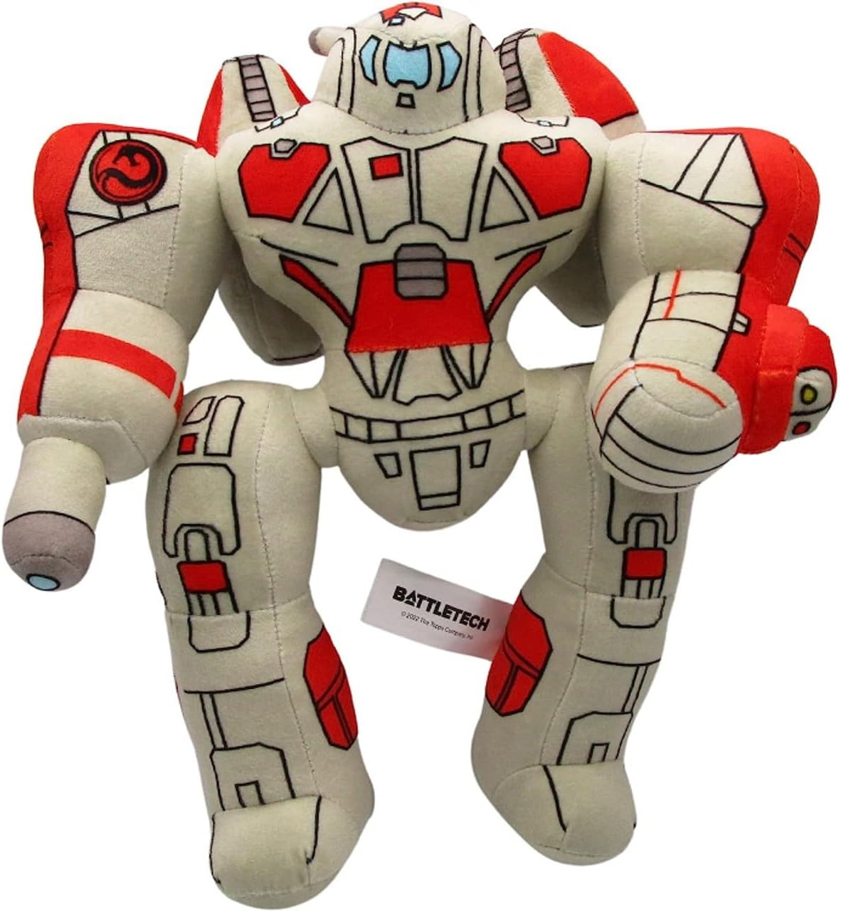 BattleTech Atlas plush toy in white and red featuring detailed stitching