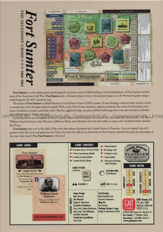 Fort Sumter board game box showing map and game cards