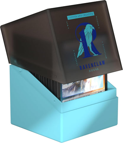 Blue and black card deck box featuring the Ravenclaw crest, open with cards inside