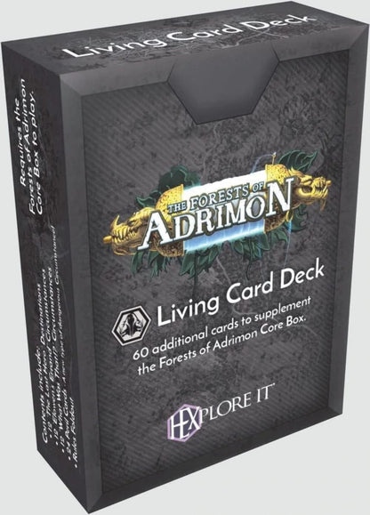 Black "Forests of Adrimon" Living Card Deck game expansion box, requiring the core game.