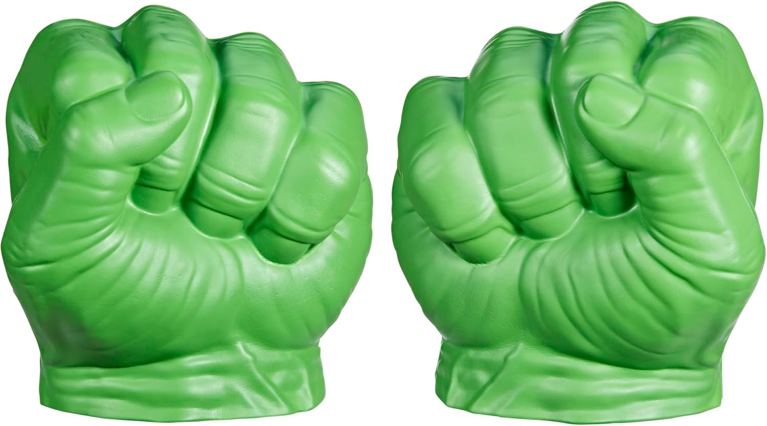 Pair of green -  clenched Hulk smash fists on a white background