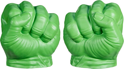 Pair of green -  clenched Hulk smash fists on a white background