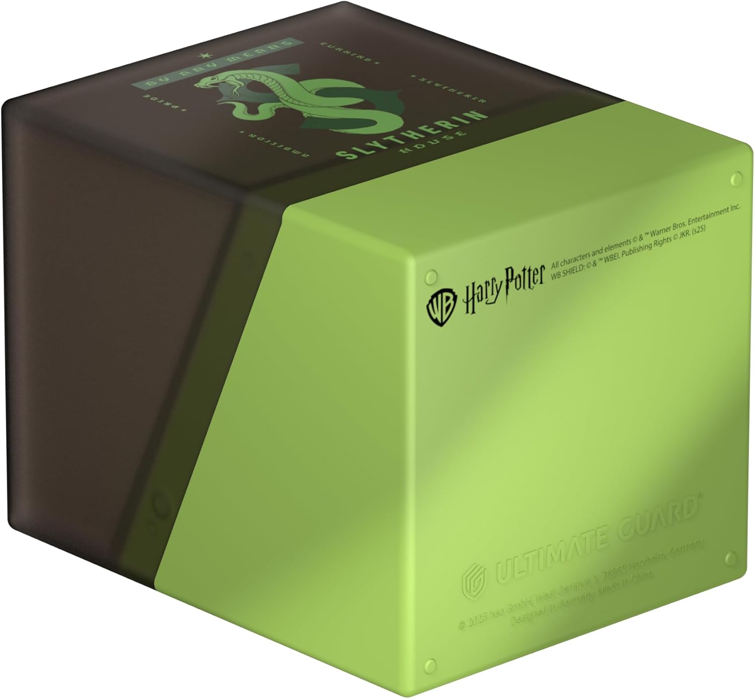Slytherin House storage box (deck box), black and lime green, featuring the snake logo