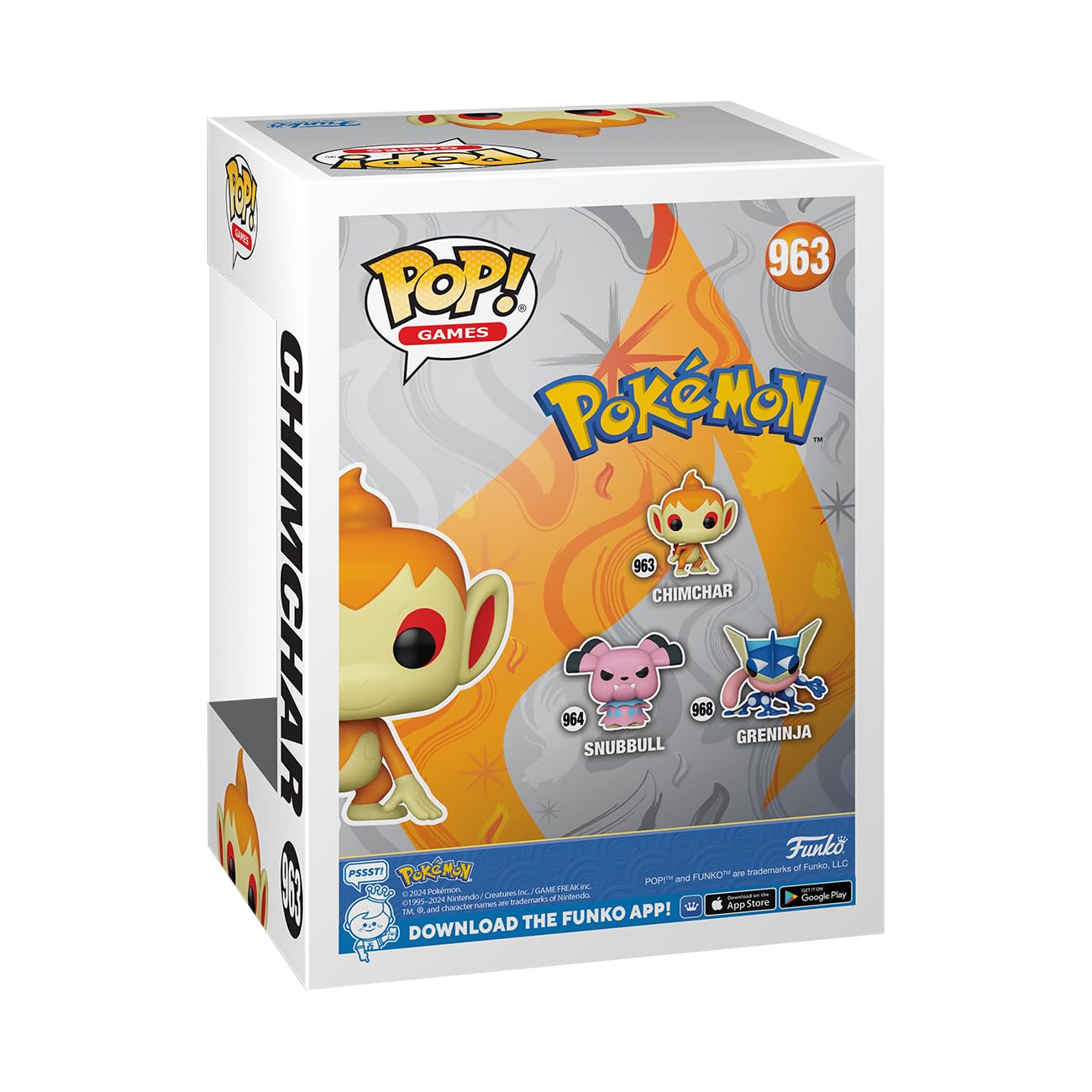 White box for Funko Pop! Pokemon Chimchar #963 figure