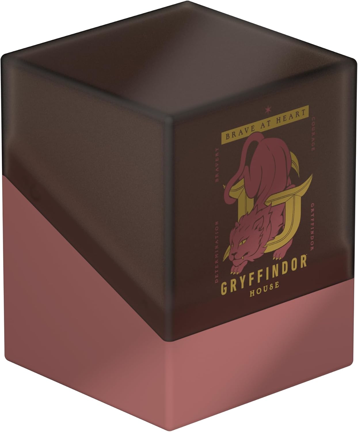 Two-tone cube featuring the Gryffindor House crest: a red lion and surrounding house traits text