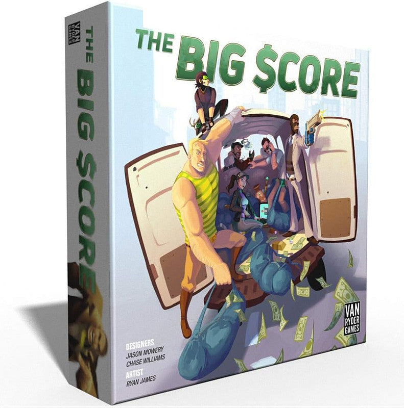 The Big Score board game box showing cartoon characters robbing a van of money and gold