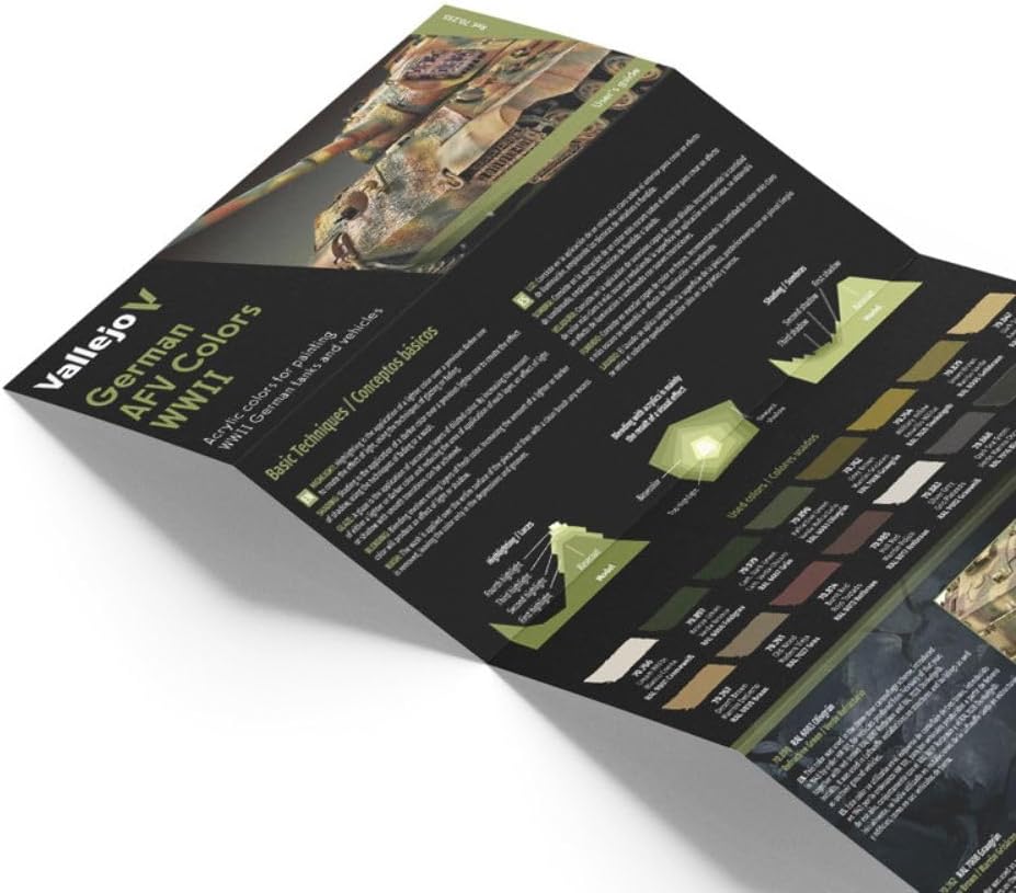 Vallejo "German AFV Colors WWII" brochure with tank model, color swatches and painting tips