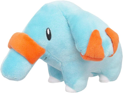 Pokémon Phanpy plush toy, light blue with orange ears and trunk band