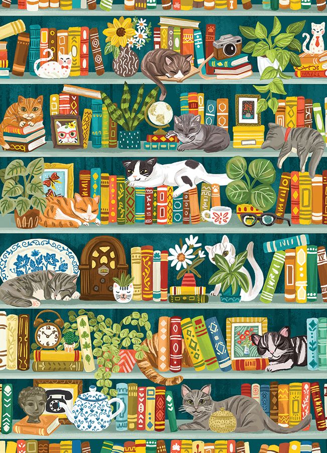 Cobble Hill - The Purrfect Booksheld 1000 Piece Jigaw - Good Games