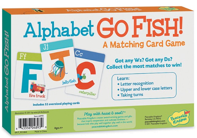 Peaceable Kingdom Alphabet Go Fish! Matching Playing Card Game
