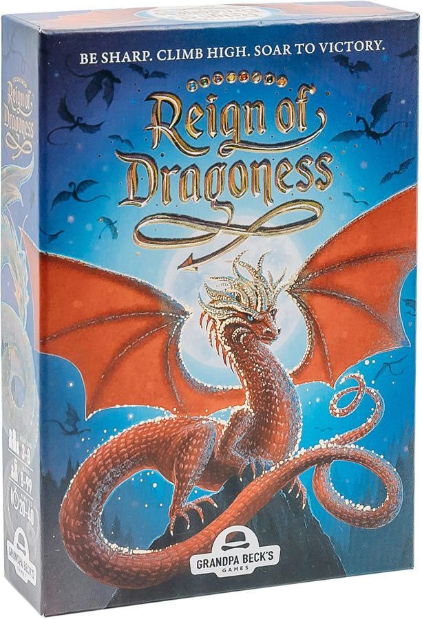 Grandpa Beck&#39;s Reign of Dragoness card game box with red dragon art