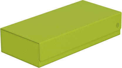 Lime green textured deck box with magnetic lid closure