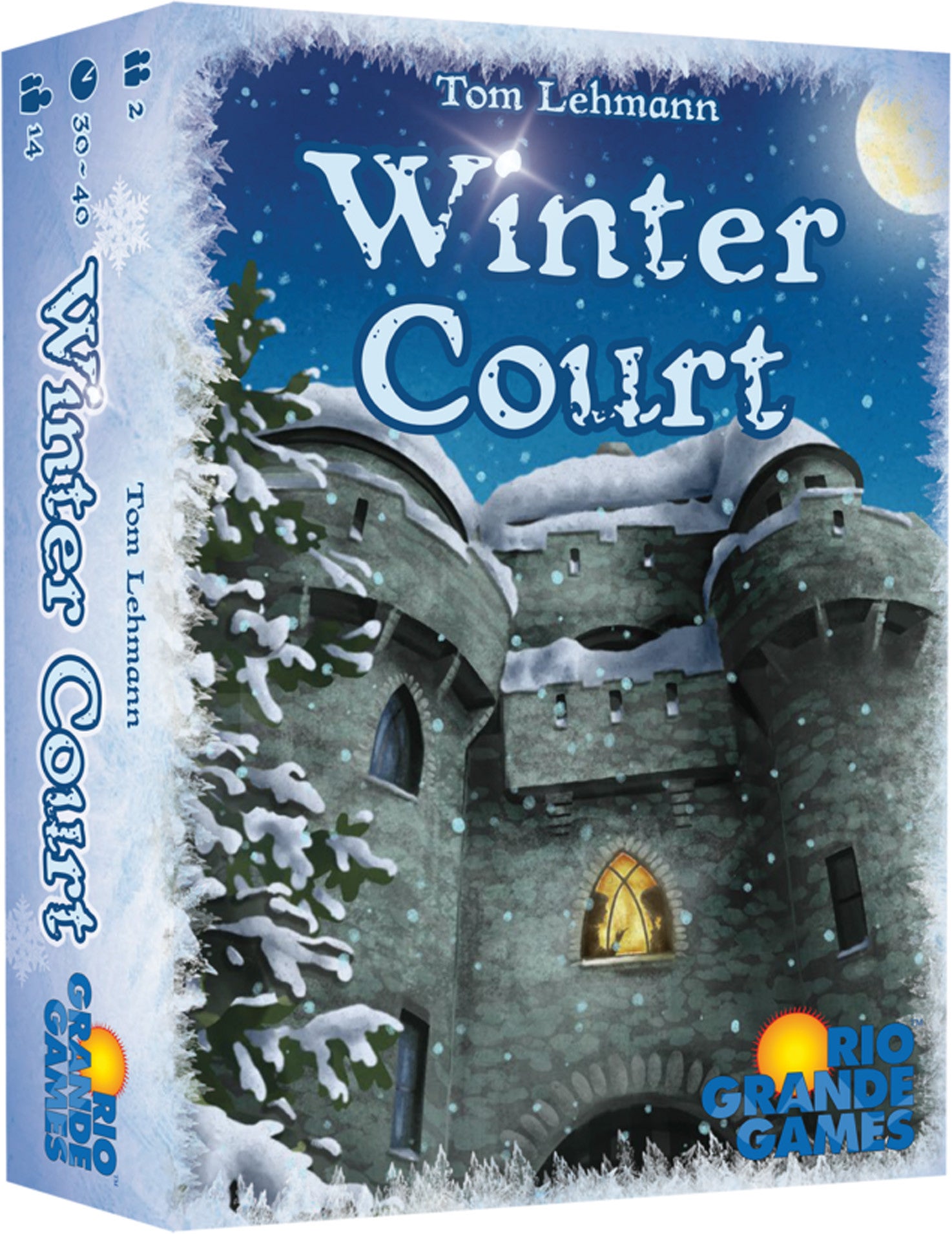 Winter Court board game box with image of snowy castle player count 2 playtime 30-40 minutes age 14