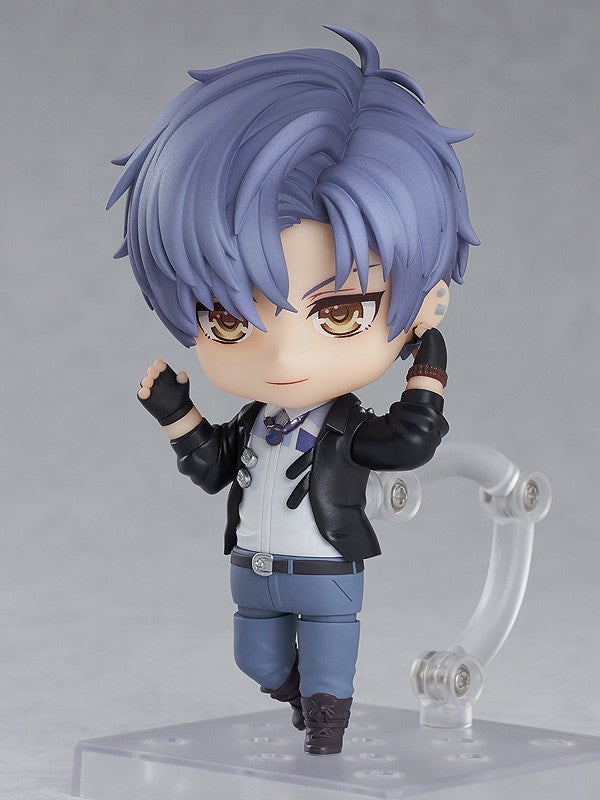 Xiao Ling Nendoroid posed with arms crossed, wearing formal black suit and red shirt