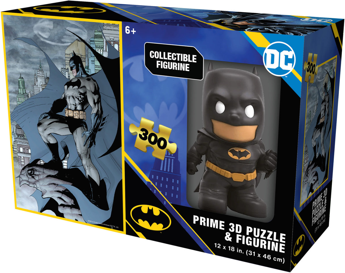 Batman Prime 3D Puzzle &amp; Figurine, 300 pcs, 12x18in, with collectible figurine