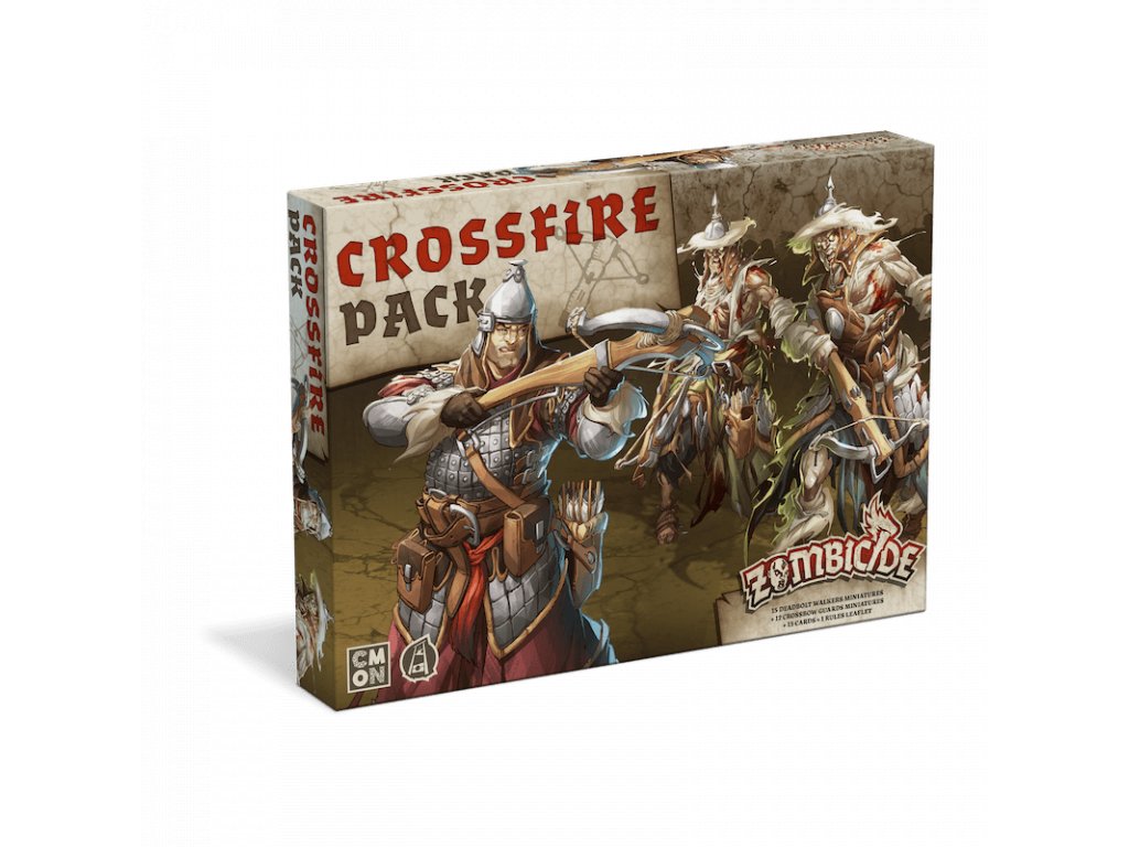 A dramatic snowy battle scene with crossbow guards fighting off undead attackers