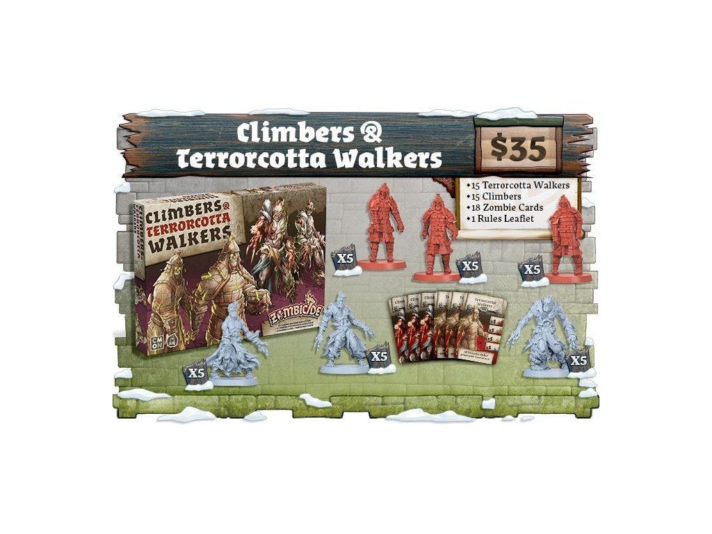 Zombicide White Death Climbers Terrorcotta Walkers expansion box with miniature figures and cards price 35