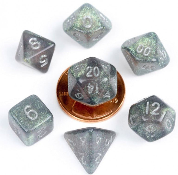 Metallic Dice Games - 4177 Stardust Gray 10mm Polyhedral Dice Set - Good Games
