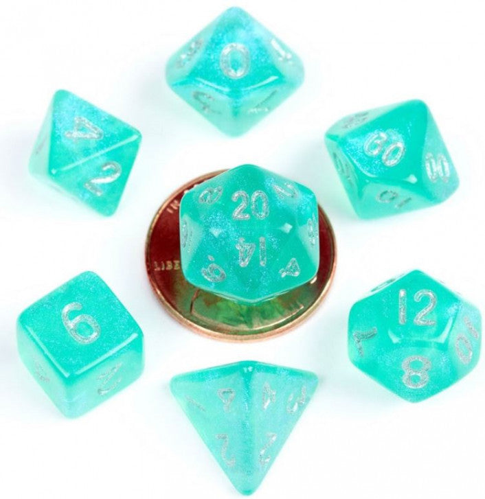 Metallic Dice Games - 4180 Stardust Turquoise 10mm Polyhedral Dice Set