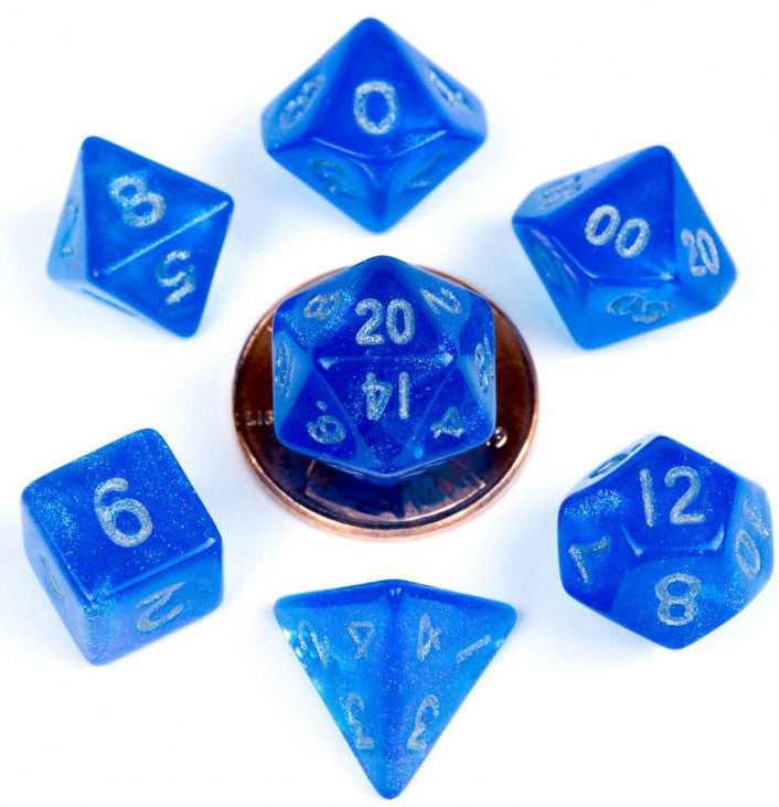 Metallic Dice Games - Acrylic 10mm Polyhedral Dice Set - Stardust Blue