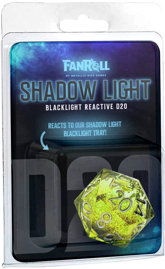 Shadow Light Elixer die is infused with a glittery liquid core that swirls yellow