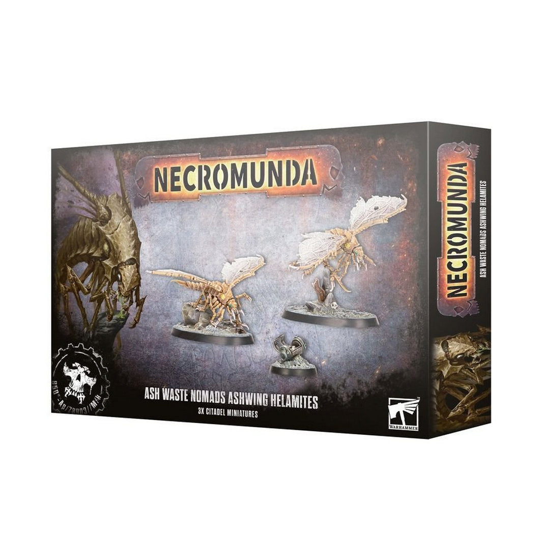 Necromunda Ash Waste Nomads Ashwing Helamites miniatures set box, featuring two large winged insect models